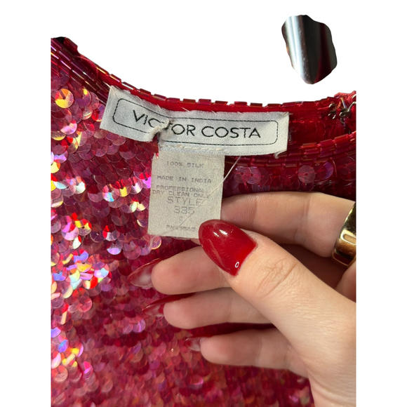 Women's Victor Costa Red Sequin Long Sleeve Blouse size 8 - Picture 9 of 9